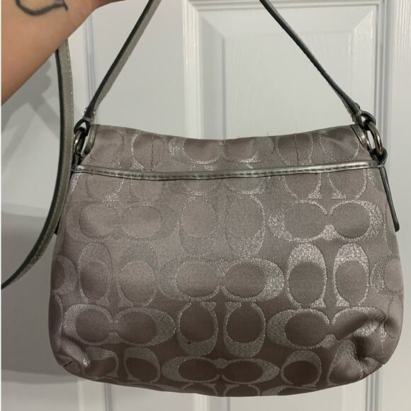 COACH Gray Silver Signature Canvas Crossbody - Picture 2 of 12